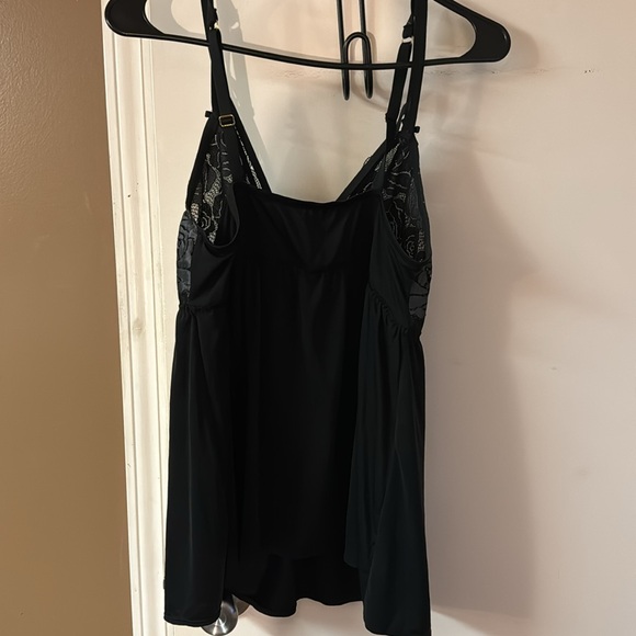 Blue and black lacy camisole short set. - Picture 3 of 6